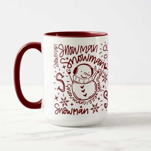Niedlich Word Art Snowman Tasse (Links)