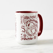 Niedlich Word Art Snowman Tasse (VorderseiteRechts)