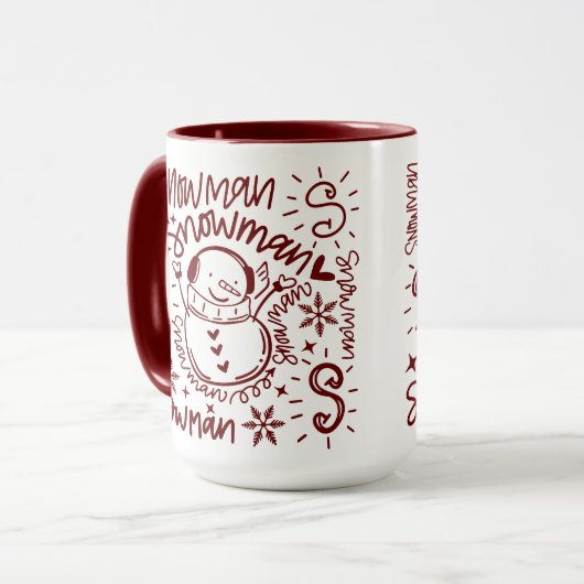 Niedlich Word Art Snowman Tasse (Vorderseite Links)