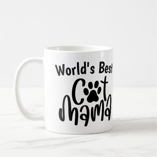 Niedlich World's Best Cat Mama 1 Foto Paw Print Kaffeetasse (Links)