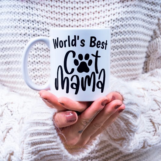 Niedlich World's Best Cat Mama 1 Foto Paw Print Kaffeetasse