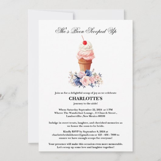 Niedlich wurde sie ins Brautparty geschoben Einladung (Vorderseite)