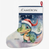 Niedlich Xmas Dinosaurier Großer Weihnachtsstrumpf (Rückseite)