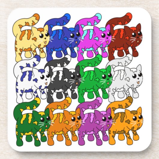 Niedlich Xmas Muster Kitten Crowd Getränkeuntersetzer (Vorderseite)