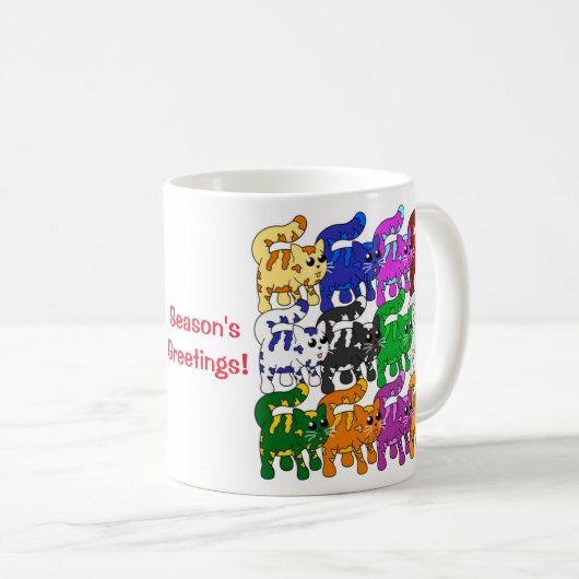 Niedlich Xmas Muster Kitten Crowd Kaffeetasse (VorderseiteRechts)