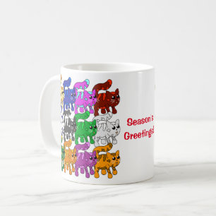 Niedlich Xmas Muster Kitten Crowd Kaffeetasse