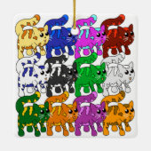 Niedlich Xmas Muster Kitten Crowd Keramikornament (Rückseite)