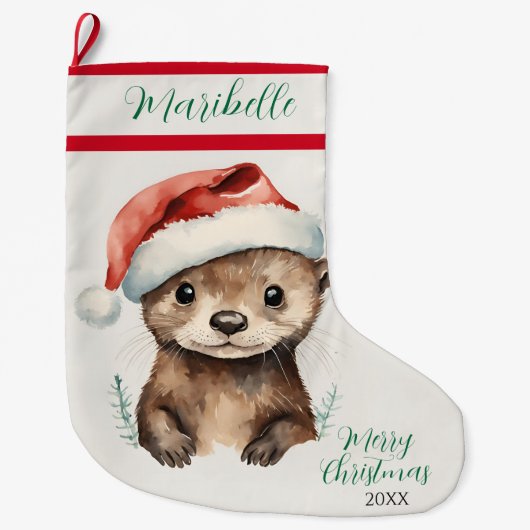 Niedlich Xmas Otter Großer Weihnachtsstrumpf (Vorderseite)