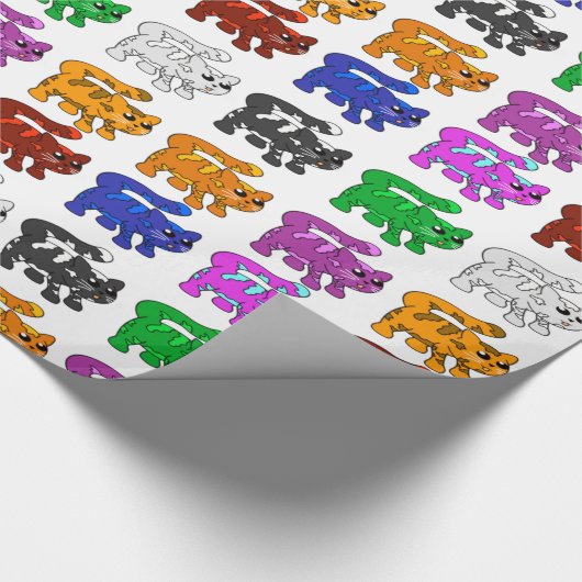 Niedlich Xmas Pattern Kitten Group Geschenkpapier (Ecke)