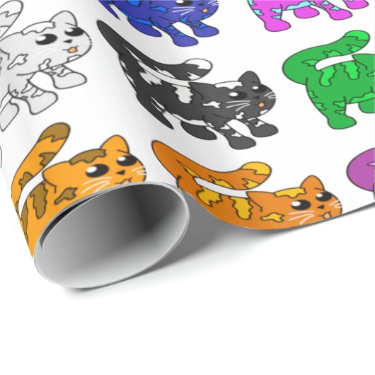Niedlich Xmas Pattern Kitten Group Geschenkpapier (Rolleneckpunkt)