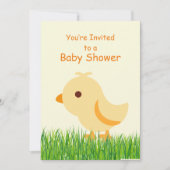 Niedlich Yellow Baby Chick Baby Dusche Einladung (Vorderseite)