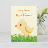 Niedlich Yellow Baby Chick Baby Dusche Einladung (Stehend Vorderseite)