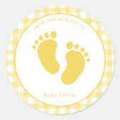 Niedlich Yellow Baby Footprint Umschlag Aufkleber (Vorderseite)