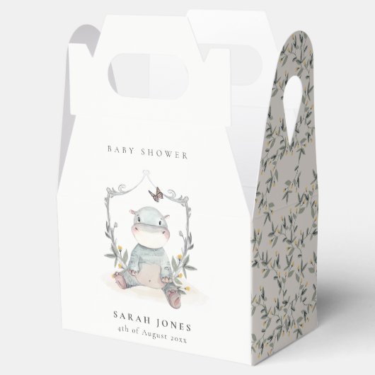 Niedlich Yellow Baby Hippo Foliage Balloon Babydus Geschenkschachtel (Geöffnet)