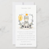 Niedlich Yellow Baby Zebra Foliage Balloon Babydus Dankeskarte (Vorderseite)