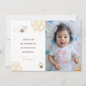 Niedlich Yellow Bee Honey First Bee Day Dankeschön Einladung (Vorderseite)