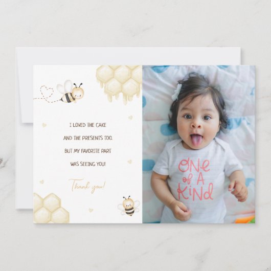 Niedlich Yellow Bee Honey First Bee Day Dankeschön Einladung (Vorderseite)