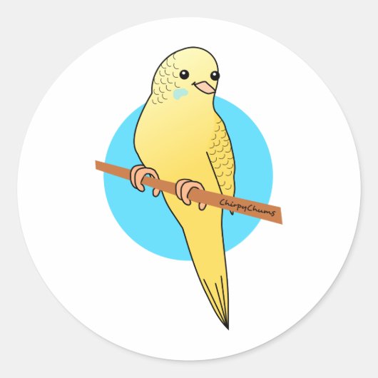 Niedlich Yellow Budgie Runder Aufkleber (Vorderseite)