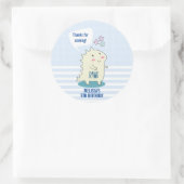 Niedlich Yellow Dinosaurier mit Happy Stars Danke Runder Aufkleber (Tasche)