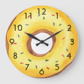 Niedlich Yellow Donut Große Wanduhr (Vorderseite)