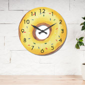 Niedlich Yellow Donut Große Wanduhr