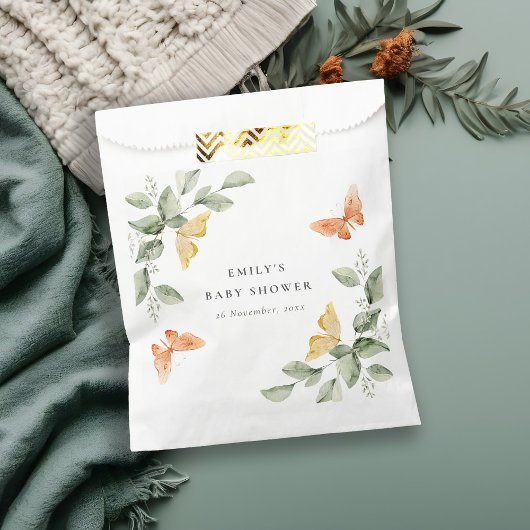 Niedlich Yellow Garden Foliage Butterflies Babydus Geschenktütchen