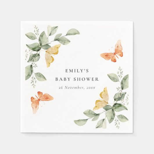 Niedlich Yellow Garden Foliage Butterflies Babydus Serviette (Vorderseite)