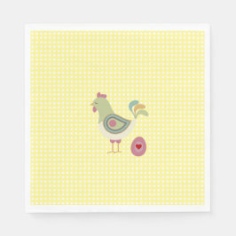 Niedlich Yellow Gingham Chicken Napkins Serviette