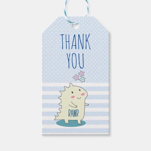 Niedlich Yellow Happy Dinosaurier Illustration Vie Geschenkanhänger (Vorderseite)