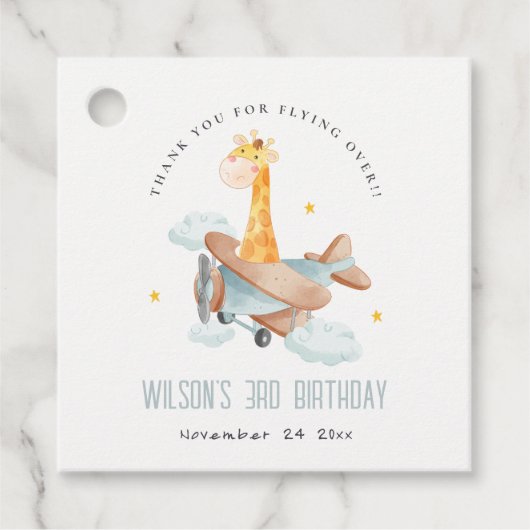 Niedlich Yellow Kids Flugzeug Stars Sky Giraffe Ge Geschenkanhänger (Vorderseite)