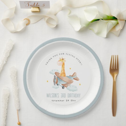 Niedlich Yellow Kids Flugzeug Stars Sky Giraffe Ge Pappteller (Hochzeit)