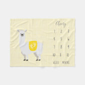 Niedlich Yellow Llama Polka Dot Baby Milestone Fleecedecke (Vorderseite (Horizontal))