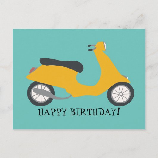 Niedlich Yellow Scooter HAPPY BIRTHDAY CUSTOM Postkarte (Vorderseite)