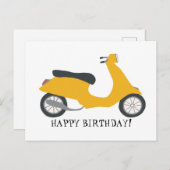 Niedlich Yellow Scooter HAPPY BIRTHDAY CUSTOM Postkarte (Vorne/Hinten)