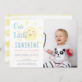 Niedlich Yellow Sunshine Girl 1. Foto Geburtstagsp Einladung