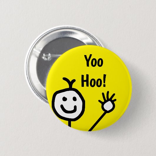 Niedlich Yellow Yoo Hoo Hallo Lächeln Gesicht Cart Button (Vorne & Hinten)
