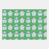 Niedlich Yeti Retro Weihnachtsmuster Kinder Geschenkpapier Set (Vorderseite)
