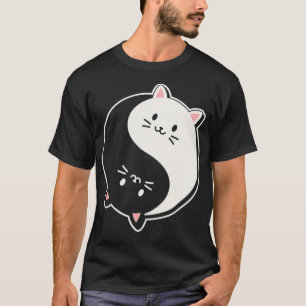 Niedlich Yin Yang Cats Kawaii Yoga Japan China T-Shirt