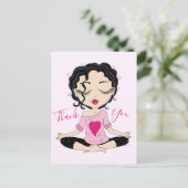 Niedlich Yoga Girl Danke | Black Hair Postcard Postkarte (Stehend Vorderseite)