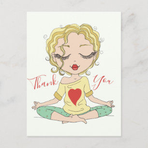 Niedlich Yoga Girl Danke   Blonde Hair Postcard Postkarte