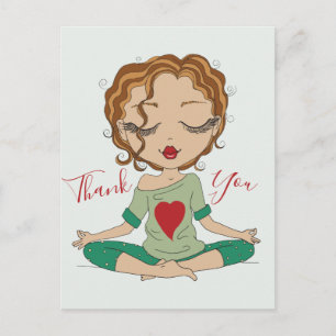 Niedlich Yoga Girl Danke Braunhaar Postkarte