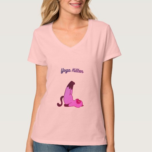 Niedlich Yoga Kitten Pose T - Shirt (Vorderseite)