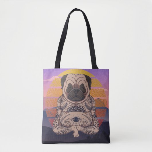 Niedlich Yoga Mops Tote Tasche (Vorderseite)