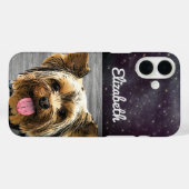 Niedlich Yorkie Dog Chic Lila Star Glam Terrier Case-Mate iPhone Hülle (Rückseite (Horizontal))