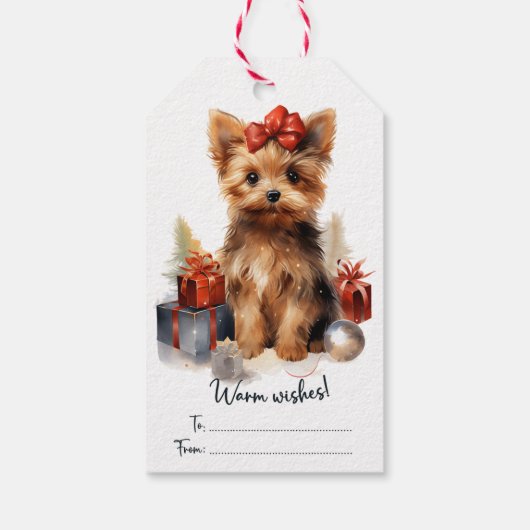 Niedlich Yorkie Dog Geschenkanhänger (Rückseite)