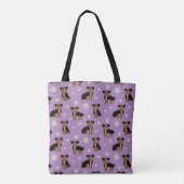 Niedlich Yorkie Dog Pattern auf Lila Tasche (Rückseite)