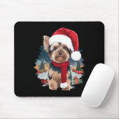 Niedlich Yorkie Dog Weihnachtsmannmütze Scarf Wint Mousepad (Mit Mouse)
