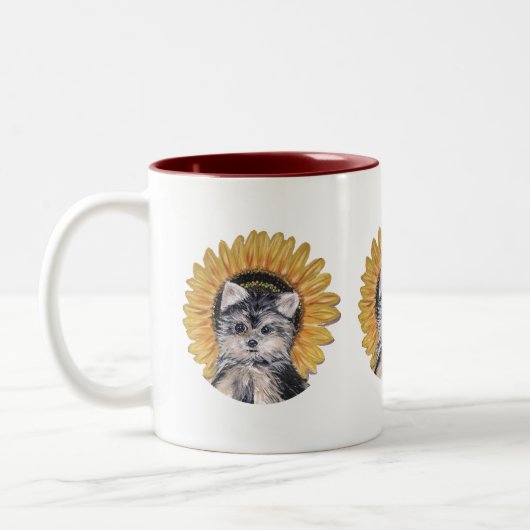 Niedlich Yorkie Dog Zweifarbige Tasse (Links)