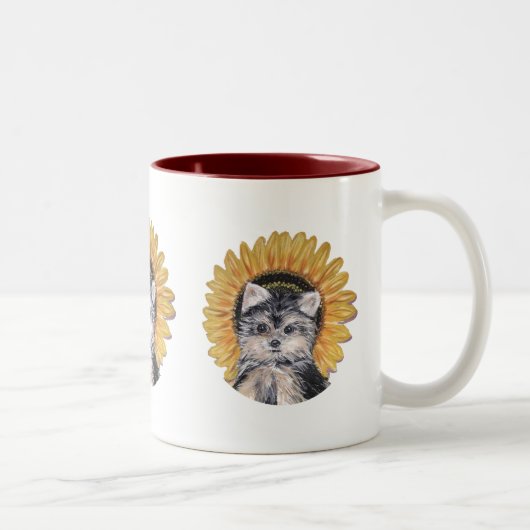 Niedlich Yorkie Dog Zweifarbige Tasse (Rechts)