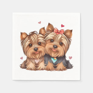 Niedlich Yorkie Liebe Puppy Dog Yorkshire Terrier Serviette